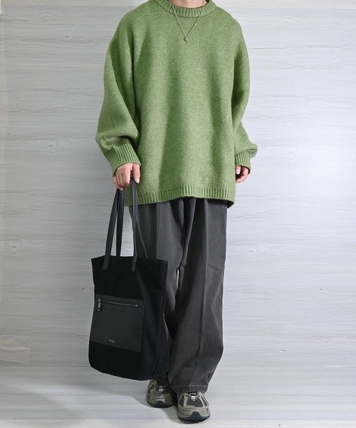 anown（アノン）の「バルーンスリーブメランジニット【れお×anown限定コラボ】（ニット/セーター・メンズ・ライトベージュ/グリーン/グレー・S/M）」の6枚目の写真