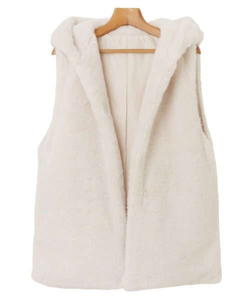 andme（アンドミー）の「【新色追加】フーディファーベスト（ベスト・レディース・アイボリー/モカ/チャコールグレー/ベージュ/グレー系その他・F(M)）」の16枚目の写真
