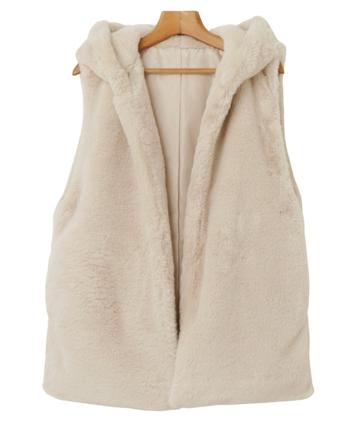 andme（アンドミー）の「【新色追加】フーディファーベスト（ベスト・レディース・アイボリー/モカ/チャコールグレー/ベージュ/グレー系その他・F(M)）」の13枚目の写真