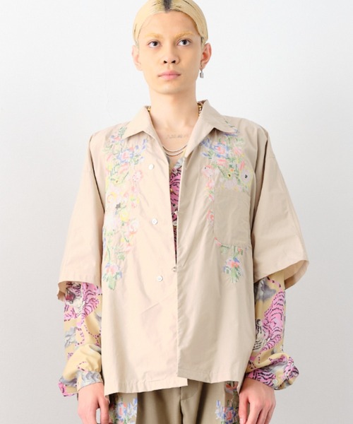 SEVESKIG（セヴシグ）の「SEVESKIG/セブシグ/Unconventional Classic Flower S/SL Shirt（シャツ/ブラウス・メンズ・ブラック/ベージュ・SMALL/MEDIUM/LARGE/X-LARGE）」の2枚目の写真