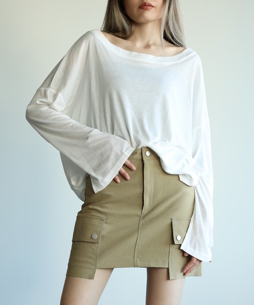Jasmine Grandiflorum（ジャスミングランディフローラム）の「【Jasmine】オーバー肩見せトップス（Tシャツ/カットソー・レディース・ピンク/ブラック/ダークグレー/ホワイト・FREE）」の17枚目の写真