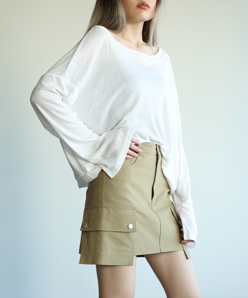Jasmine Grandiflorum（ジャスミングランディフローラム）の「【Jasmine】オーバー肩見せトップス（Tシャツ/カットソー・レディース・ピンク/ブラック/ダークグレー/ホワイト・FREE）」の22枚目の写真