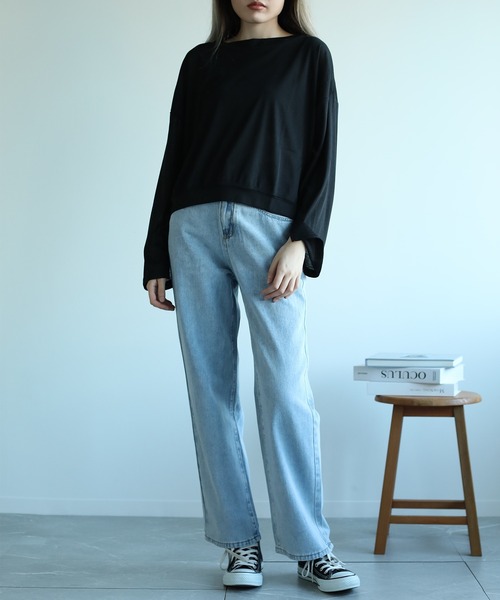 Jasmine Grandiflorum（ジャスミングランディフローラム）の「【Jasmine】オーバー肩見せトップス（Tシャツ/カットソー・レディース・ピンク/ブラック/ダークグレー/ホワイト・FREE）」の14枚目の写真