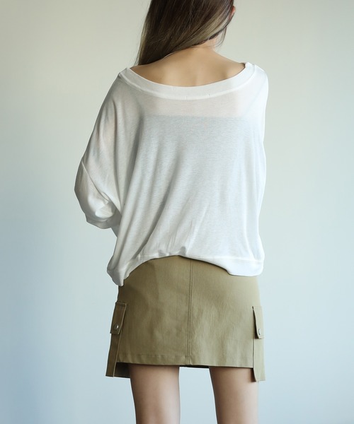 Jasmine Grandiflorum（ジャスミングランディフローラム）の「【Jasmine】オーバー肩見せトップス（Tシャツ/カットソー・レディース・ピンク/ブラック/ダークグレー/ホワイト・FREE）」の20枚目の写真