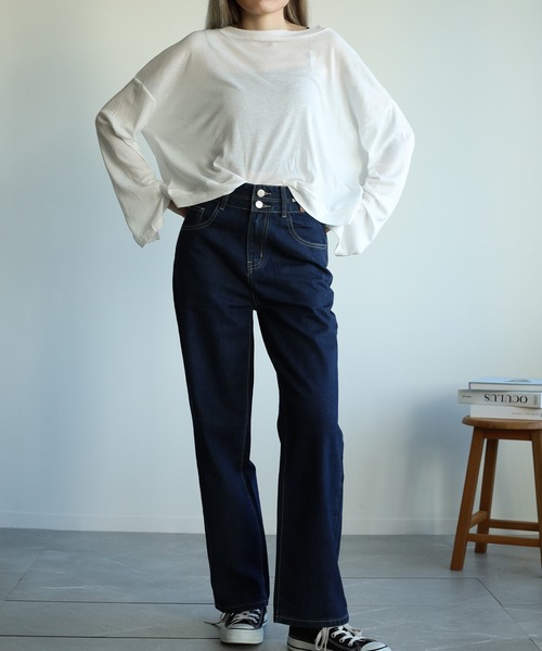 Jasmine Grandiflorum（ジャスミングランディフローラム）の「【Jasmine】オーバー肩見せトップス（Tシャツ/カットソー・レディース・ピンク/ブラック/ダークグレー/ホワイト・FREE）」の11枚目の写真