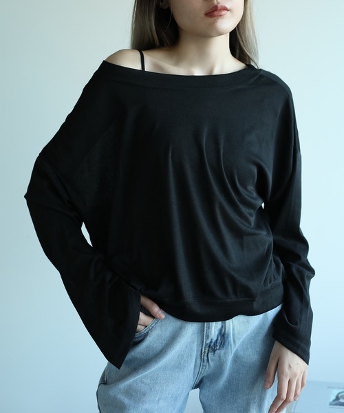 Jasmine Grandiflorum（ジャスミングランディフローラム）の「【Jasmine】オーバー肩見せトップス（Tシャツ/カットソー・レディース・ピンク/ブラック/ダークグレー/ホワイト・FREE）」の10枚目の写真