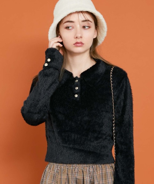 archives（アルシーヴ）の「フェザークラシカルポロニット（ニット/セーター・レディース・アイボリー/ブラック/ピンクベージュ/ブルー・MEDIUM）」の16枚目の写真