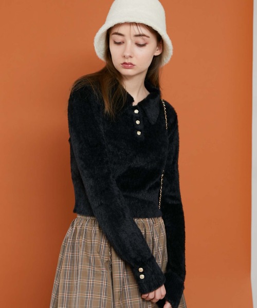 archives（アルシーヴ）の「フェザークラシカルポロニット（ニット/セーター・レディース・アイボリー/ブラック/ピンクベージュ/ブルー・MEDIUM）」の17枚目の写真