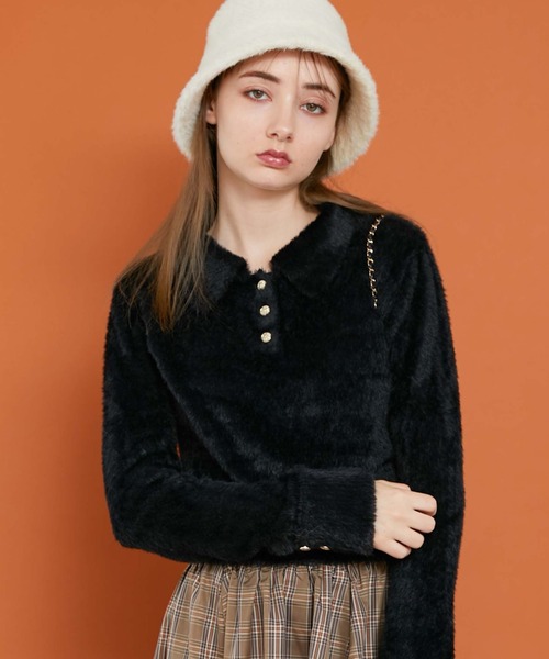 archives（アルシーヴ）の「フェザークラシカルポロニット（ニット/セーター・レディース・アイボリー/ブラック/ピンクベージュ/ブルー・MEDIUM）」の18枚目の写真