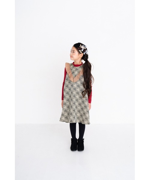 nino(ニノ)の「ななめハートジャガードジャンパースカート(ジャンパースカート・キッズ・ベージュ・110cm/100cm/120cm)」の5枚目の写真