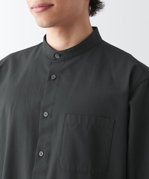 セール】洗いざらしオックススタンドカラー長袖シャツ（シャツ