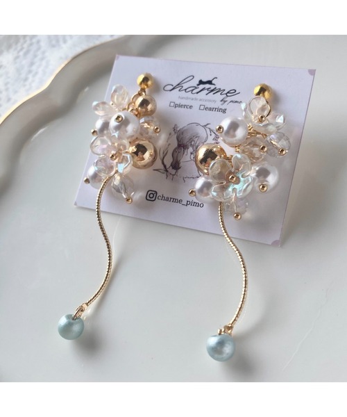 tone(トーン)の「【charme by pimo 】天然石 ピアス(MA)(ピアス(両耳用)・レディース・グリーン・FREE)」の3枚目の写真
