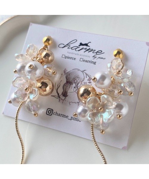 tone(トーン)の「【charme by pimo 】天然石 ピアス(MA)(ピアス(両耳用)・レディース・グリーン・FREE)」の4枚目の写真