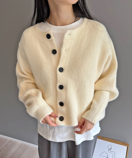Jewelobe(ジュエローブ)の「ドルマンショートニットカーディガン(カーディガン/ボレロ・レディース・グレー/ピンク/ホワイト/パープル/ブラック・FREE)」の21枚目の写真