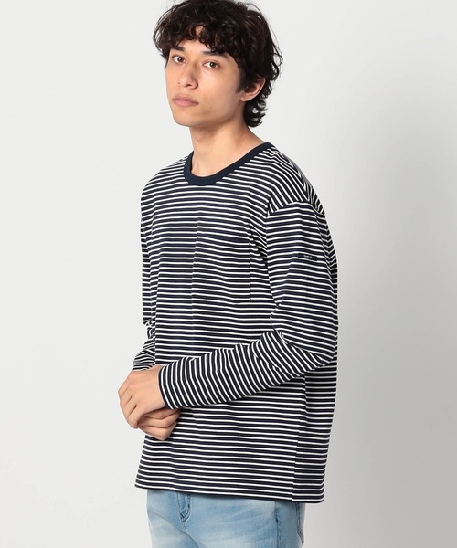 セール】日本製デラヴェ天竺ロングスリーブボーダーTシャツ（T