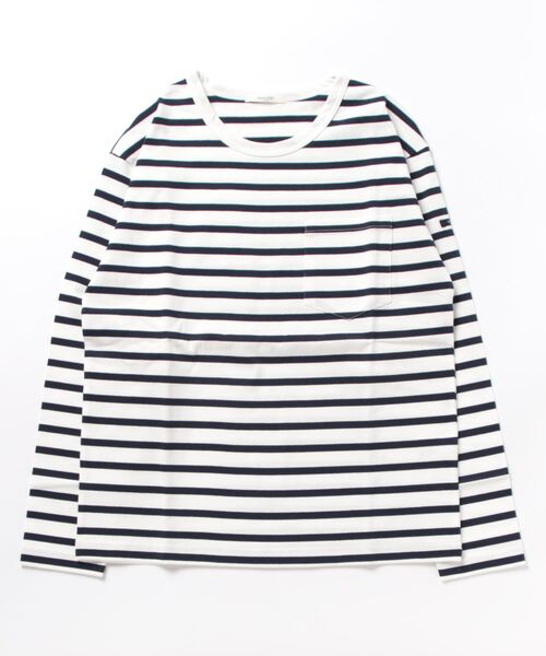 Grand PARK（グランドパーク）の「日本製デラヴェ天竺ロングスリーブボーダーＴシャツ（Tシャツ/カットソー・メンズ・その他/ホワイト/ネイビー・MEDIUM/LARGE）」の16枚目の写真