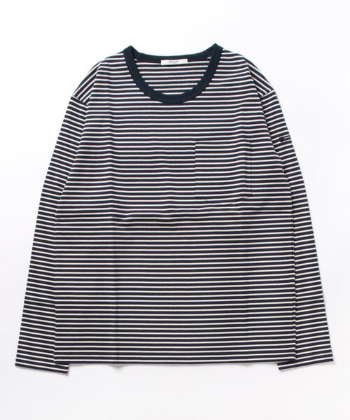 Grand PARK（グランドパーク）の「日本製デラヴェ天竺ロングスリーブボーダーＴシャツ（Tシャツ/カットソー・メンズ・その他/ホワイト/ネイビー・MEDIUM/LARGE）」の17枚目の写真