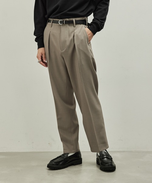 JUNRED(ジュンレッド)の「ウーリーカチオンスリムパンツ(スラックス・メンズ・ブラック/ベージュ/ダークグリーン・L/LL/M/S)」の3枚目の写真