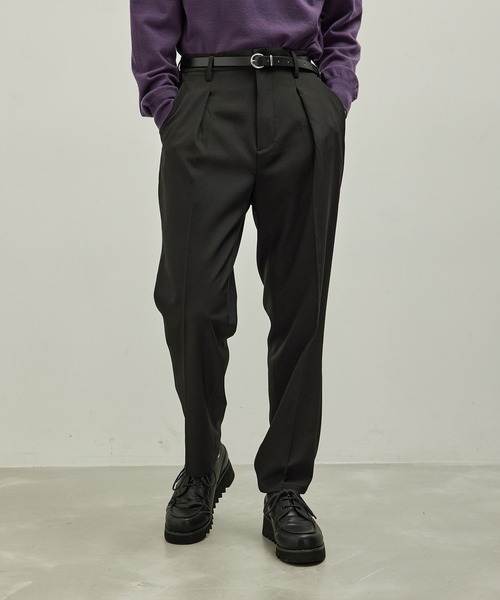 JUNRED(ジュンレッド)の「ウーリーカチオンスリムパンツ(スラックス・メンズ・ブラック/ベージュ/ダークグリーン・L/LL/M/S)」の2枚目の写真