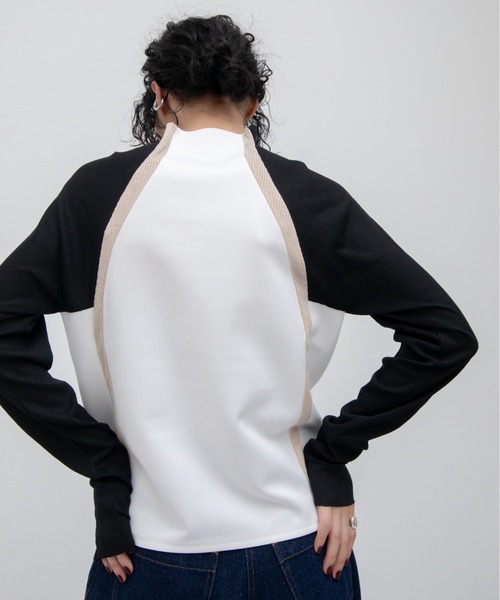 VACANCY（ヴァカンシー）の「配色ドッキングリブトップス（Tシャツ/カットソー・レディース・ブラック/グレー/ホワイト・FREE）」の5枚目の写真