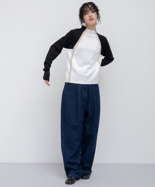 VACANCY（ヴァカンシー）の「配色ドッキングリブトップス（Tシャツ/カットソー・レディース・ブラック/グレー/ホワイト・FREE）」の11枚目の写真