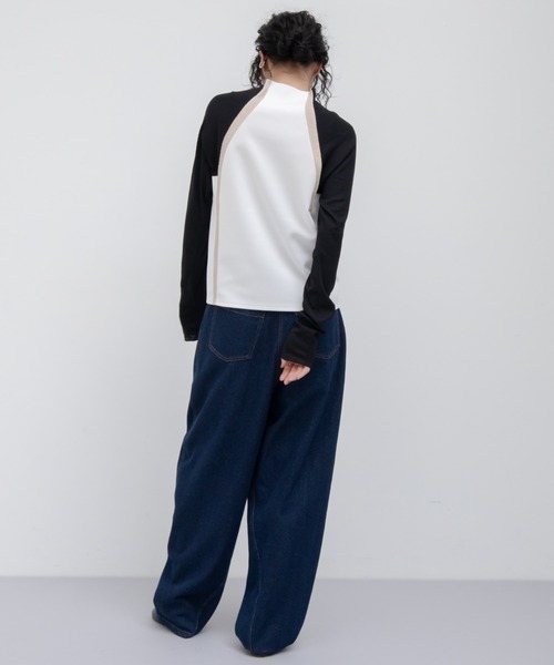 VACANCY（ヴァカンシー）の「配色ドッキングリブトップス（Tシャツ/カットソー・レディース・ブラック/グレー/ホワイト・FREE）」の12枚目の写真