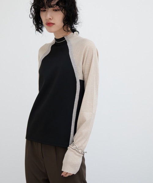 VACANCY（ヴァカンシー）の「配色ドッキングリブトップス（Tシャツ/カットソー・レディース・ブラック/グレー/ホワイト・FREE）」の20枚目の写真