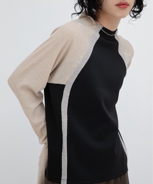 VACANCY（ヴァカンシー）の「配色ドッキングリブトップス（Tシャツ/カットソー・レディース・ブラック/グレー/ホワイト・FREE）」の15枚目の写真
