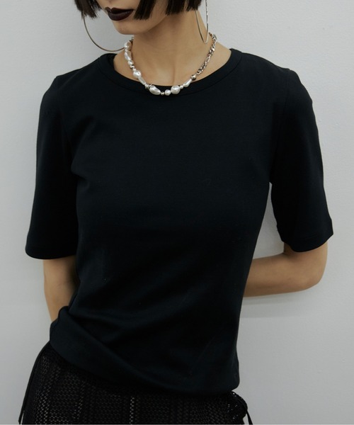 JOSE MOON(ジョゼムーン)の「BASIC MINIMAL T-SHIRT/ベーシックミニマルTシャツ(Tシャツ/カットソー・レディース・ホワイト/ネイビー/グリーン/ブラック・FREE)」の6枚目の写真