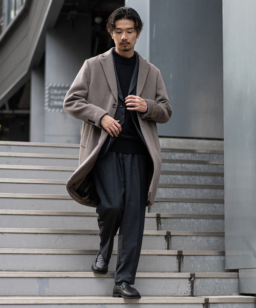 417 EDIFICE(フォーワンセブンエディフィス)の「Wool mix / ウールミックスチェスターコート(チェスターコート・メンズ・ブラック/グレー/ネイビー/ベージュ・MEDIUM/LARGE/SMALL)」の7枚目の写真