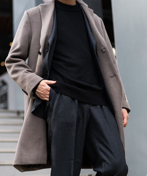 417 EDIFICE(フォーワンセブンエディフィス)の「Wool mix / ウールミックスチェスターコート(チェスターコート・メンズ・ブラック/グレー/ネイビー/ベージュ・MEDIUM/LARGE/SMALL)」の9枚目の写真