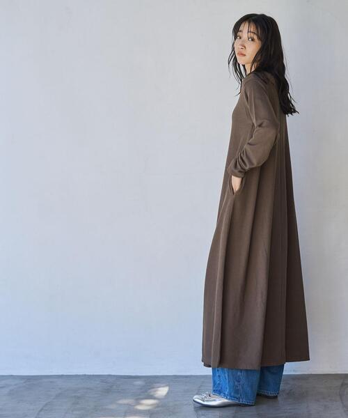 coen（コーエン）の「CVC天竺フレアワンピース（ワンピース・レディース・ダークグレー/ブラウン/ナチュラル・M/L）」の6枚目の写真