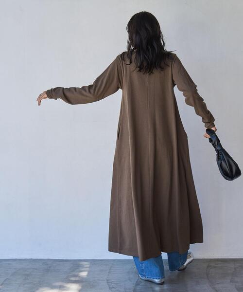 coen（コーエン）の「CVC天竺フレアワンピース（ワンピース・レディース・ダークグレー/ブラウン/ナチュラル・M/L）」の7枚目の写真