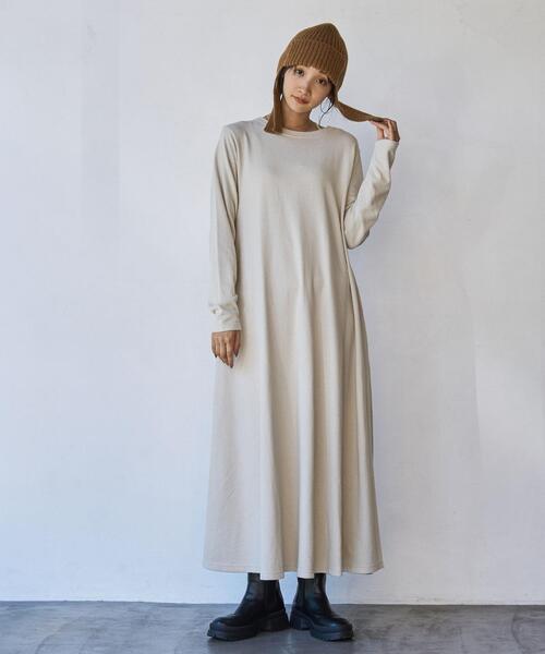 coen（コーエン）の「CVC天竺フレアワンピース（ワンピース・レディース・ダークグレー/ブラウン/ナチュラル・M/L）」の11枚目の写真