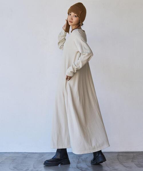 coen（コーエン）の「CVC天竺フレアワンピース（ワンピース・レディース・ダークグレー/ブラウン/ナチュラル・M/L）」の14枚目の写真