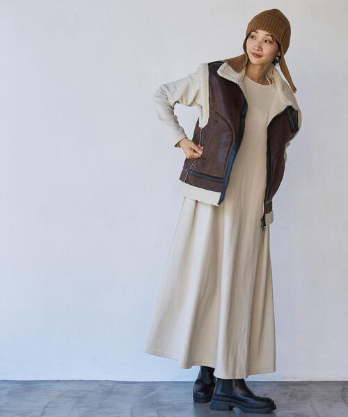 coen（コーエン）の「CVC天竺フレアワンピース（ワンピース・レディース・ダークグレー/ブラウン/ナチュラル・M/L）」の17枚目の写真