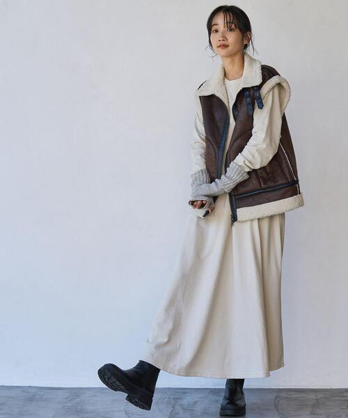 coen（コーエン）の「CVC天竺フレアワンピース（ワンピース・レディース・ダークグレー/ブラウン/ナチュラル・M/L）」の20枚目の写真