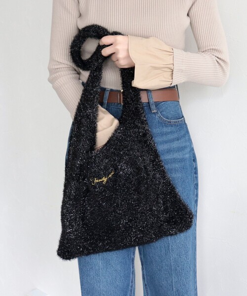 fredy emue（フレディエミュ）の「ラメモールニットトートバッグ（トートバッグ・レディース・マルチ/ブラック/シルバー・FREE）」の2枚目の写真