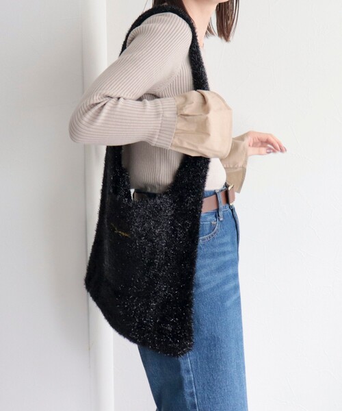 fredy emue（フレディエミュ）の「ラメモールニットトートバッグ（トートバッグ・レディース・マルチ/ブラック/シルバー・FREE）」の4枚目の写真