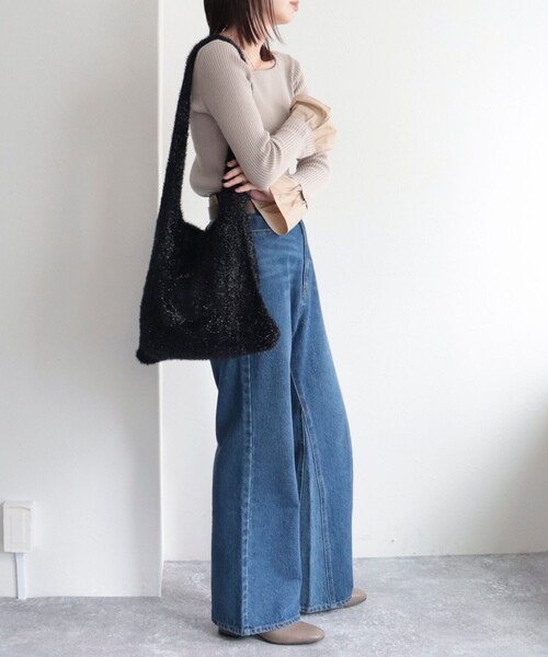 fredy emue（フレディエミュ）の「ラメモールニットトートバッグ（トートバッグ・レディース・マルチ/ブラック/シルバー・FREE）」の5枚目の写真