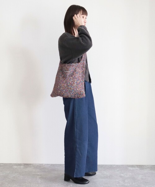 fredy emue（フレディエミュ）の「ラメモールニットトートバッグ（トートバッグ・レディース・マルチ/ブラック/シルバー・FREE）」の7枚目の写真