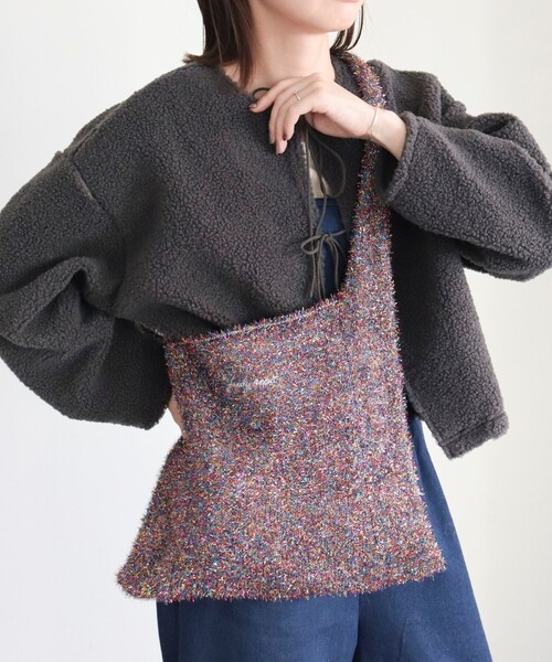 fredy emue（フレディエミュ）の「ラメモールニットトートバッグ（トートバッグ・レディース・マルチ/ブラック/シルバー・FREE）」の8枚目の写真