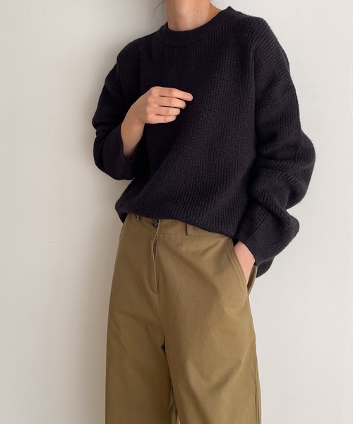 CANAL JEAN（キャナルジーン）の「El mar　あぜクルーネックニット（ニット/セーター・レディース・グレー/アイボリー/ブラウン/ブラック・ONE SIZE）」の3枚目の写真