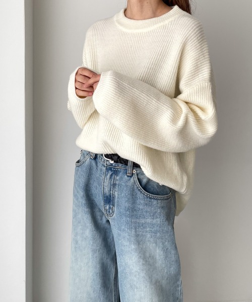 CANAL JEAN（キャナルジーン）の「El mar　あぜクルーネックニット（ニット/セーター・レディース・グレー/アイボリー/ブラウン/ブラック・ONE SIZE）」の5枚目の写真