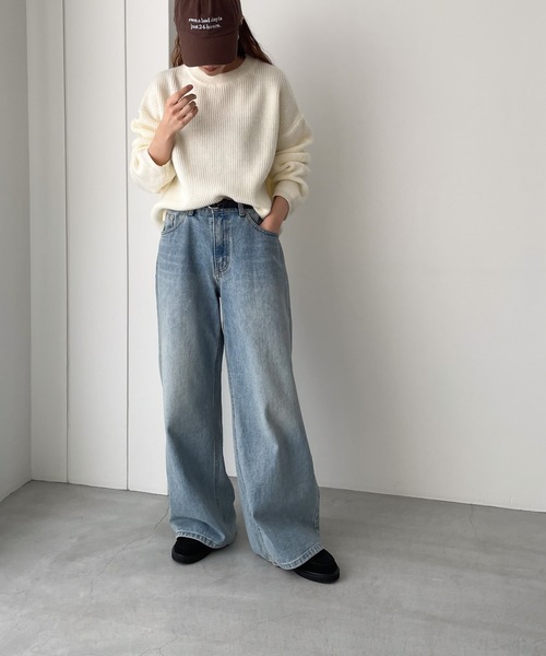 CANAL JEAN（キャナルジーン）の「El mar　あぜクルーネックニット（ニット/セーター・レディース・グレー/アイボリー/ブラウン/ブラック・ONE SIZE）」の7枚目の写真