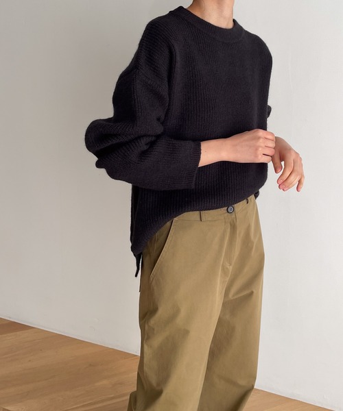 CANAL JEAN（キャナルジーン）の「El mar　あぜクルーネックニット（ニット/セーター・レディース・グレー/アイボリー/ブラウン/ブラック・ONE SIZE）」の8枚目の写真