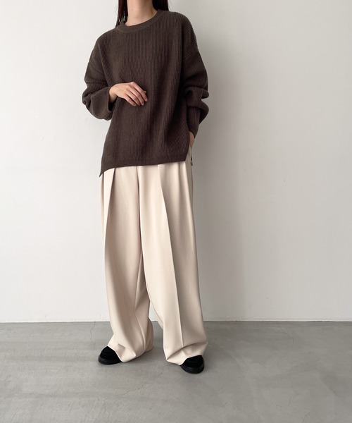 CANAL JEAN（キャナルジーン）の「El mar　あぜクルーネックニット（ニット/セーター・レディース・グレー/アイボリー/ブラウン/ブラック・ONE SIZE）」の16枚目の写真