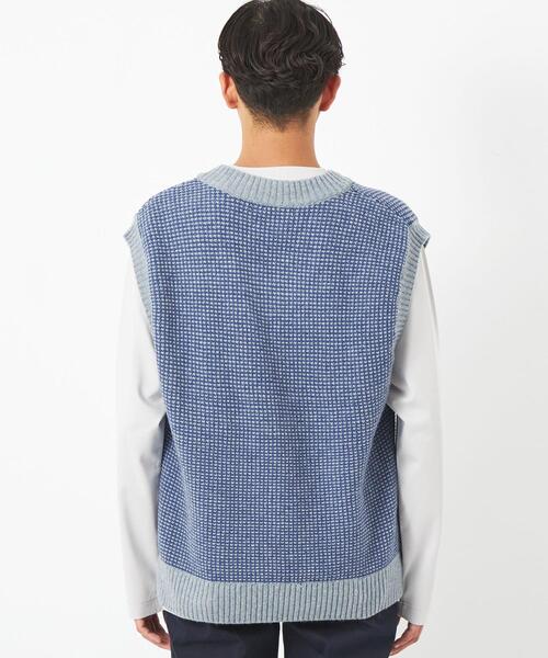green label relaxing（グリーンレーベルリラクシング）の「タック ミジンボーダー ベスト（ベスト・メンズ・ライトブルー/ブラック・S/XL/L/M）」の5枚目の写真