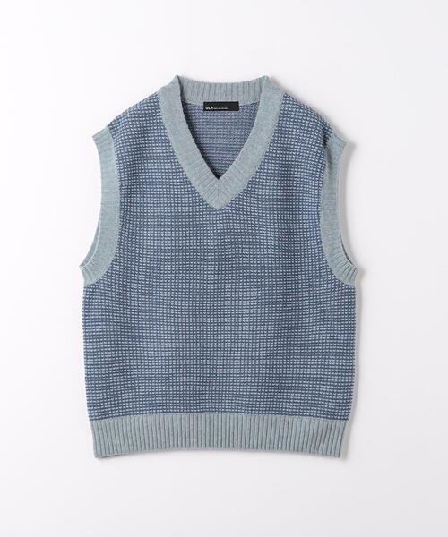 green label relaxing（グリーンレーベルリラクシング）の「タック ミジンボーダー ベスト（ベスト・メンズ・ライトブルー/ブラック・S/XL/L/M）」の7枚目の写真