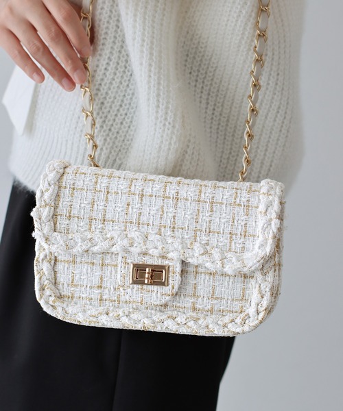 BLUEEAST(ブルーイースト)の「2WAYツイードチェーンショルダーバッグ(ショルダーバッグ・レディース・ホワイト/ブラック・FREE)」の13枚目の写真
